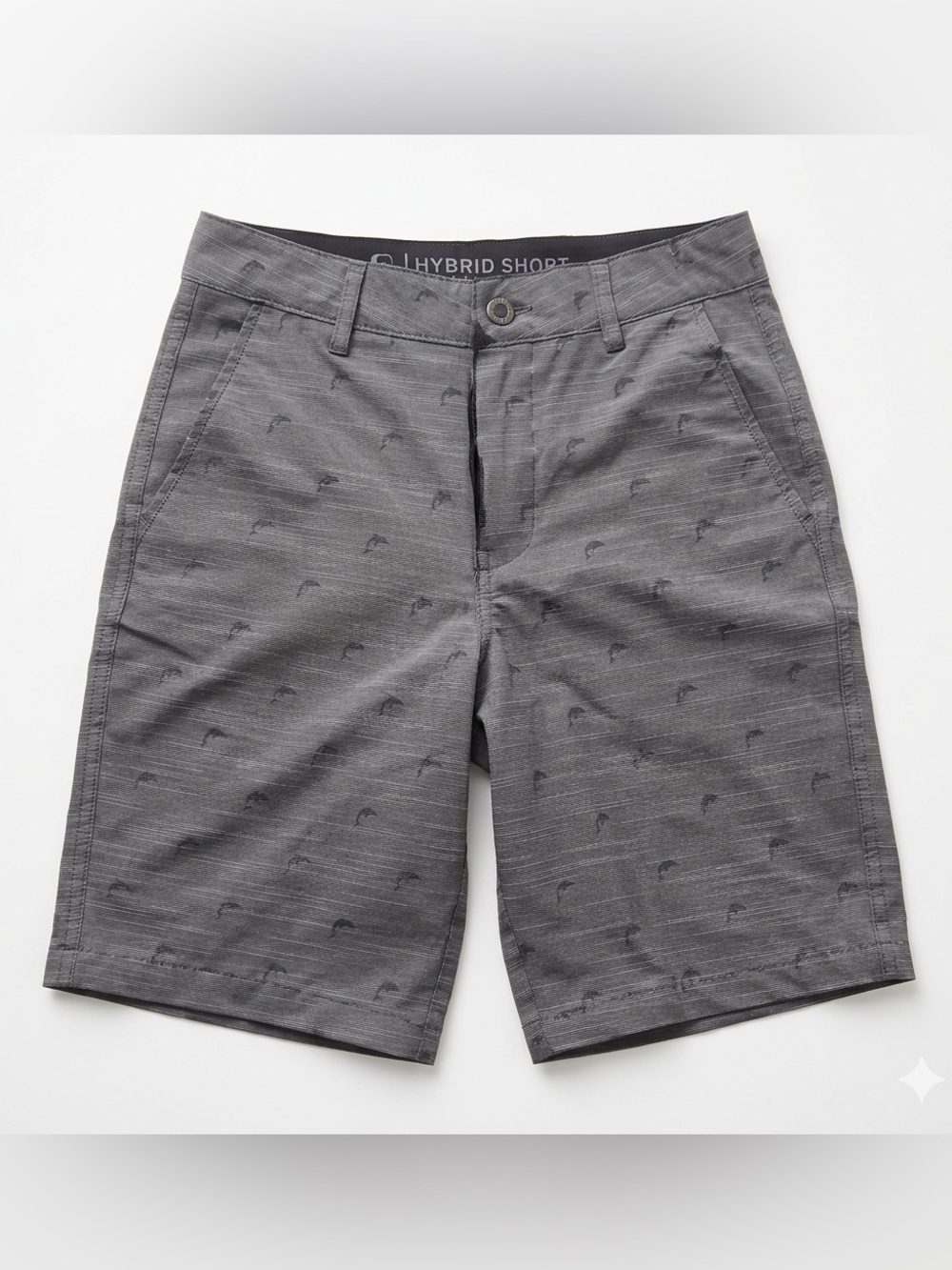 360 Surf Hybrid Shorts Water To Land Quick Dry Grey Dolphin Print Boys Size 9/10
